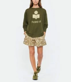 MARANT ÉTOILE Tee-shirt Klowia Lin Kaki Doré -Majestic Filatures shop imare look20220615 273