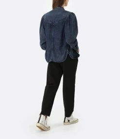 MARANT ÉTOILE Chemise Tahisse Coton Bleu -Majestic Filatures shop imare look20220718 567