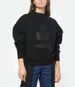 MARANT ÉTOILE Sweatshirt Moby Coton Noir -Majestic Filatures shop imare look20221110 314