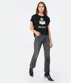 MARANT ÉTOILE Tee-shirt Zewel Lin Noir -Majestic Filatures shop imare look20221130 284