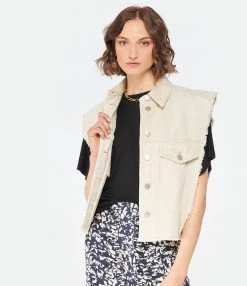 MARANT ÉTOILE Veste Tyra Coton Écru -Majestic Filatures shop imare look20221205 329