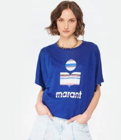 MARANT ÉTOILE Tee-shirt Kyanza Lin Indigo -Majestic Filatures shop imare look20221205 339