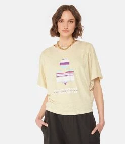 MARANT ÉTOILE Tee-shirt Kyanza Lin Écru -Majestic Filatures shop imare look20221205 376