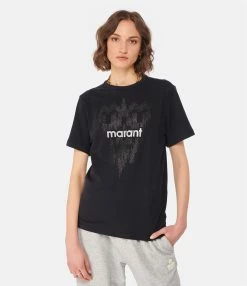 MARANT ÉTOILE Tee-shirt Zewel Coton Noir -Majestic Filatures shop imare look20221205 416
