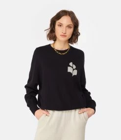 MARANT ÉTOILE Pull Marisans Coton Noir Argenté -Majestic Filatures shop imare look20221205 460