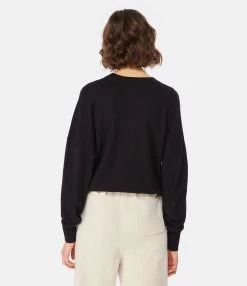 MARANT ÉTOILE Pull Marisans Coton Noir Argenté -Majestic Filatures shop imare look20221205 461