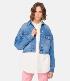 MARANT ÉTOILE Veste Tadia Coton Bleu Clair -Majestic Filatures shop imare look20221205 740