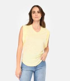 MARANT ÉTOILE Tee-shirt Kotty Lin Jaune Clair -Majestic Filatures shop imare look20221206 445