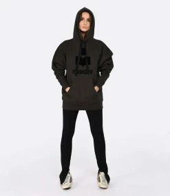 MARANT ÉTOILE Sweatshirt Mansel Coton Noir Délavé -Majestic Filatures shop imare look20221206 491