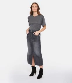 MARANT ÉTOILE Jupe Longue Tilauria Gris -Majestic Filatures shop imare look20221220 329