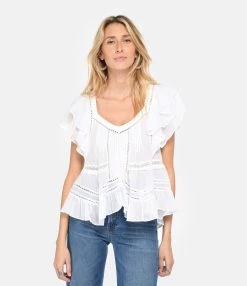 MARANT ÉTOILE Top Madrana Coton Blanc -Majestic Filatures shop imare look20230111 569