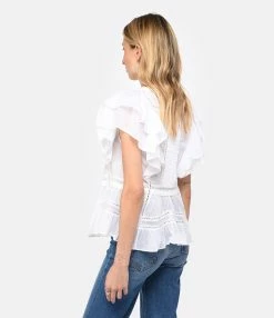 MARANT ÉTOILE Top Madrana Coton Blanc -Majestic Filatures shop imare look20230111 572