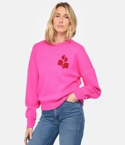 MARANT ÉTOILE Pull Atlee Coton Rose Néon -Majestic Filatures shop imare look20230111 629