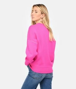 MARANT ÉTOILE Pull Atlee Coton Rose Néon -Majestic Filatures shop imare look20230111 630