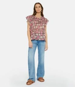 MARANT ÉTOILE Top Layona Coton Fleuri -Majestic Filatures shop imare look20230118 240