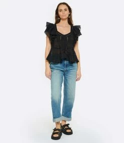 MARANT ÉTOILE Top Madrana Coton Noir -Majestic Filatures shop imare look20230118 296