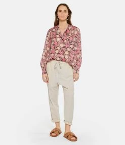 MARANT ÉTOILE Chemise Mexika Coton Imprimé Rose -Majestic Filatures shop imare look20230118 391