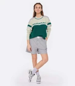 MARANT ÉTOILE Pull Carry Coton Émeraude -Majestic Filatures shop imare look20230126 316
