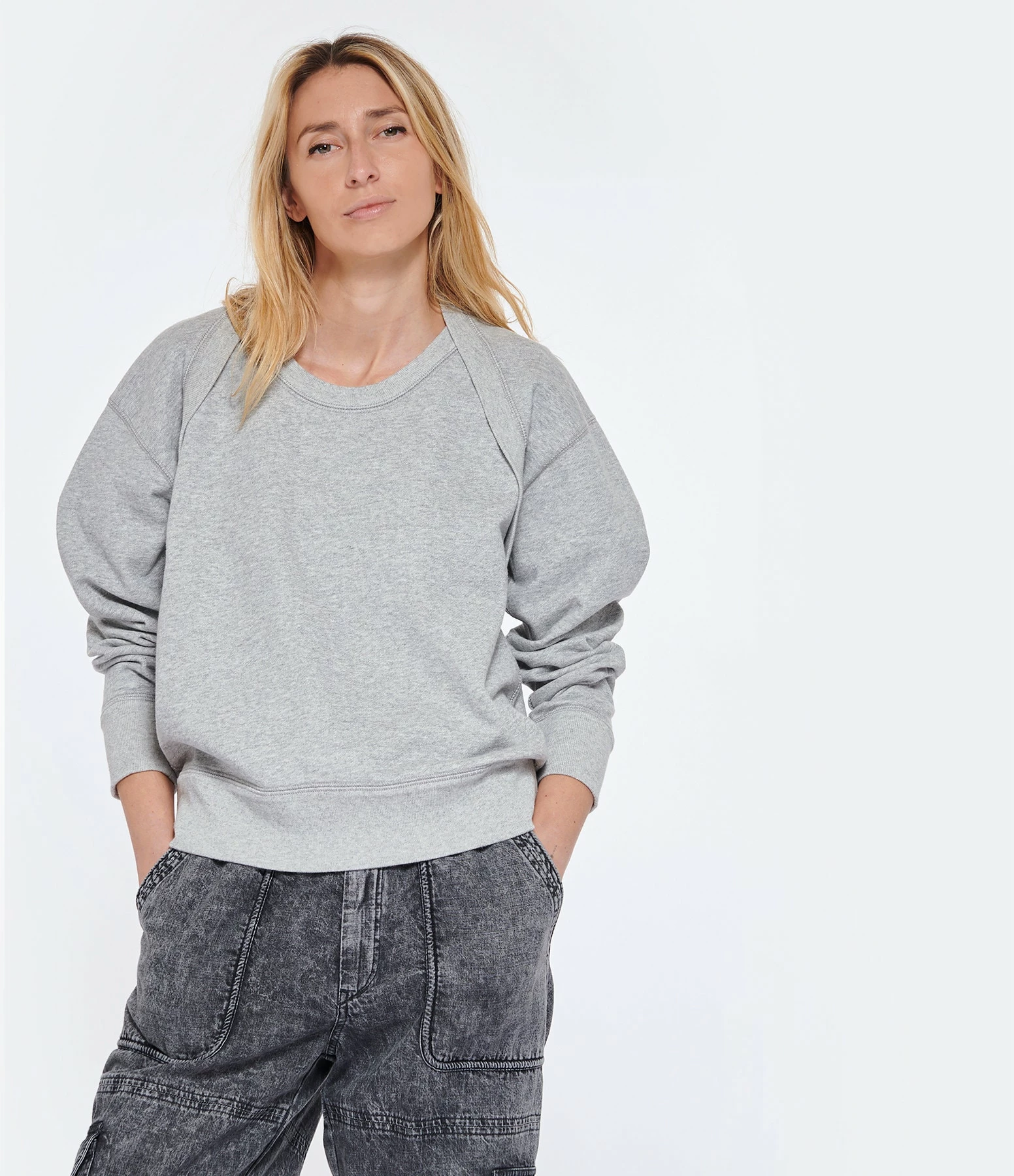 MARANT ÉTOILE Sweatshirt Mazalia Coton Gris 3 MARANT ÉTOILE Sweatshirt Mazalia Coton Gris – Image 3