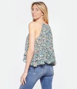 MARANT ÉTOILE Top Fabino Imprimé Vert Écru -Majestic Filatures shop imare look20230207 173