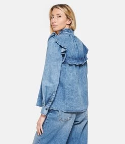 MARANT ÉTOILE Chemise Idety Coton Bleu -Majestic Filatures shop imare look20230207 307