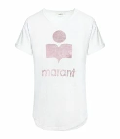 MARANT ÉTOILE Tee-shirt Koldi Lin Blanc Rose