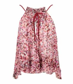 MARANT ÉTOILE Top Fabino Imprimé Framboise Écru