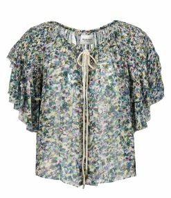 MARANT ÉTOILE Top Fapani Imprimé Vert Écru