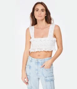 Isabel Marant Top Mecelia Dentelle Blanc -Majestic Filatures shop imarh look20221130 366