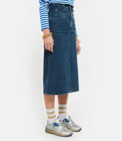 Isabel Marant Jupe Dipoma Coton Bleu Navy -Majestic Filatures shop imarj look20210623 212