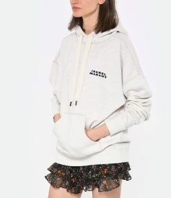 Isabel Marant Sweatshirt Hoodie Scott Coton Écru -Majestic Filatures shop imars look20230223 364