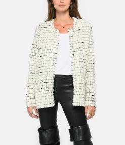 IRO Veste Dariot Laine Écru Noir -Majestic Filatures shop iro22 look20220823 438