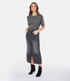IRO Tee-shirt Fortuna Coton Gris Foncé -Majestic Filatures shop iro23 look20221220 329