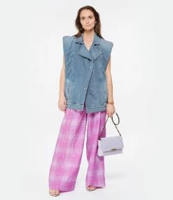 IRO Veste Sans Manches Beverly Coton Denim Stone Blue -Majestic Filatures shop iro23 look20230126 145