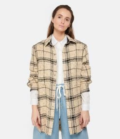 IRO Surchemise Kawelo Coton Carreaux Beige -Majestic Filatures shop iro23 look20230126 351