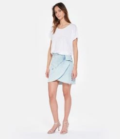 IRO Jupe Eija Coton Denim Bleu Clair -Majestic Filatures shop iro23 look20230203 324