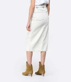 IRO Jupe Midi Milita Denim Coton Gris Clair -Majestic Filatures shop iro23 look20230214 350