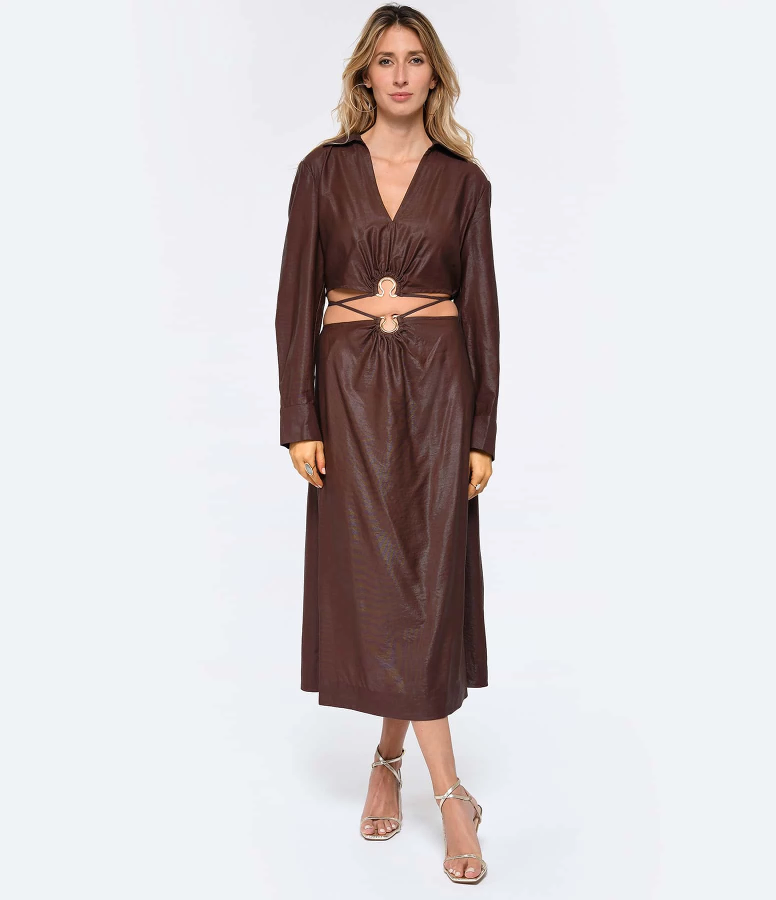 JONATHAN SIMKHAI Top Court Breslin Satin Chocolat 2 JONATHAN SIMKHAI Top Court Breslin Satin Chocolat – Image 2