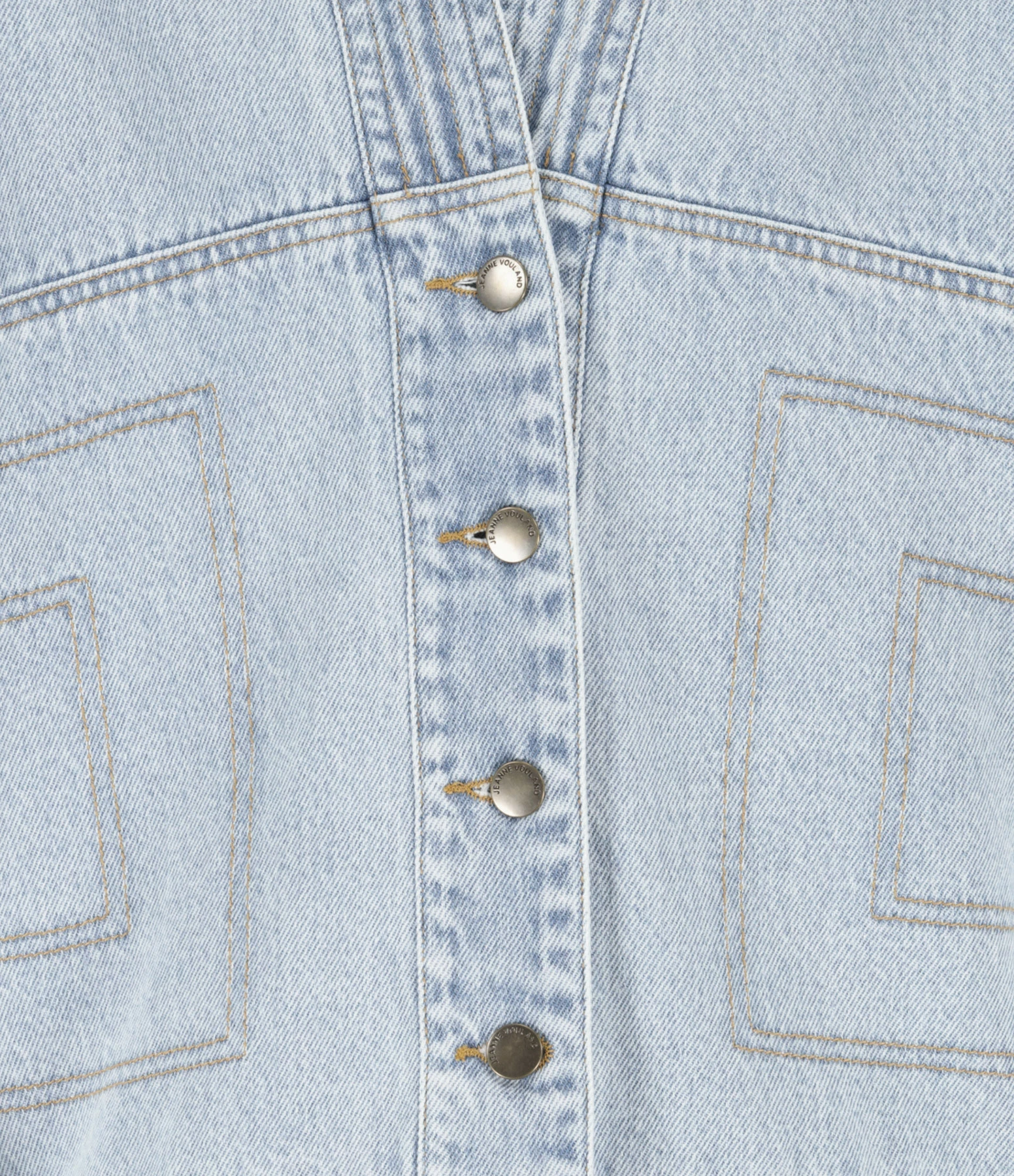 JEANNE VOULAND Veste Folka Denim Bleached Bleu 2 JEANNE VOULAND Veste Folka Denim Bleached Bleu – Image 2
