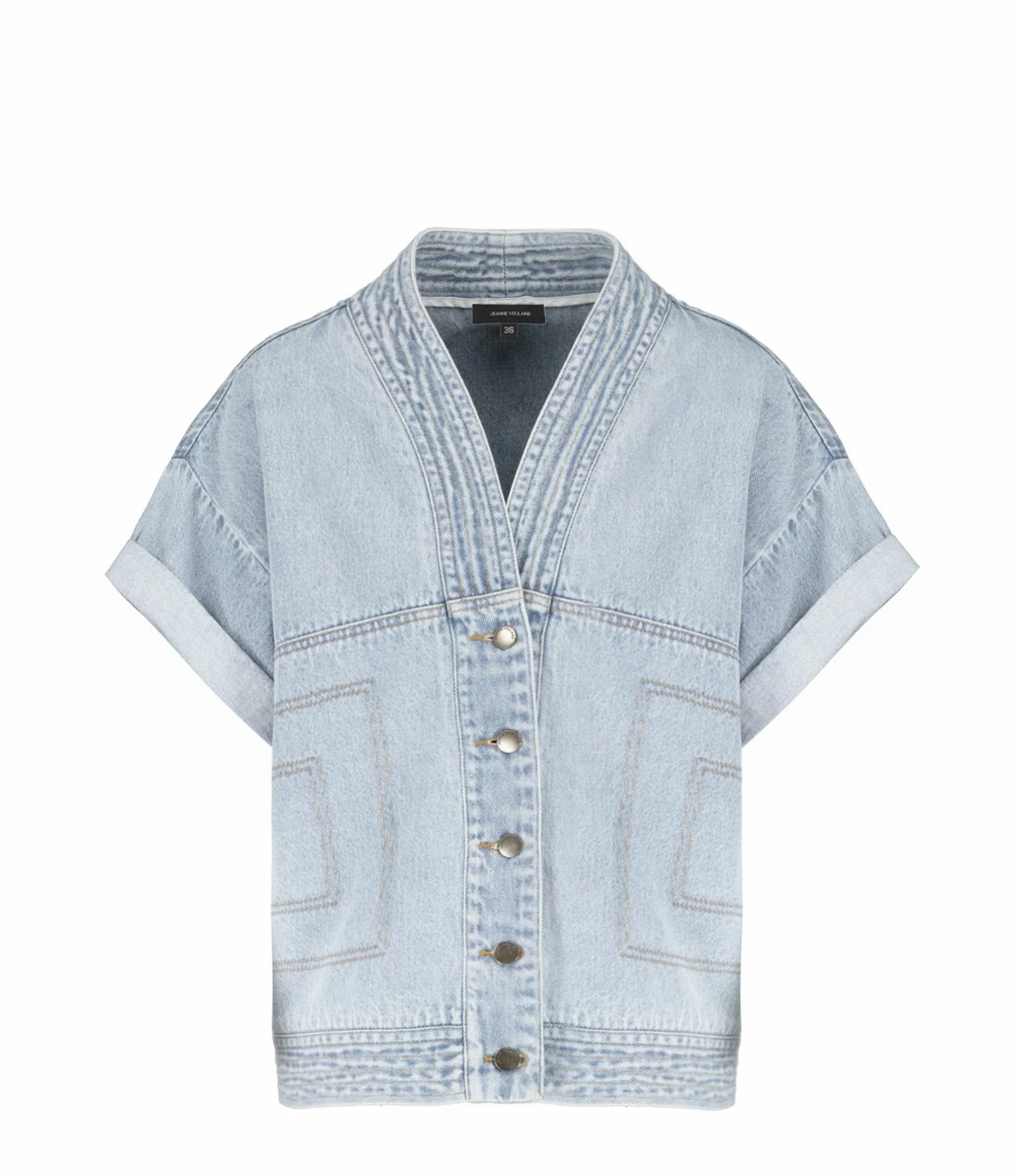 JEANNE VOULAND Veste Folka Denim Bleached Bleu 1 JEANNE VOULAND Veste Folka Denim Bleached Bleu