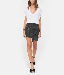 JEANNE VOULAND Tee-shirt Bacha Col V Lyocell Blanc -Majestic Filatures shop jvoul look20190611 115