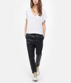 JEANNE VOULAND Tee-shirt Bacha Col V Lyocell Blanc -Majestic Filatures shop jvoul look20201203 155