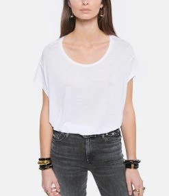 JEANNE VOULAND Tee-shirt Bach Col Rond Lyocell Blanc -Majestic Filatures shop jvoul look20211123 3