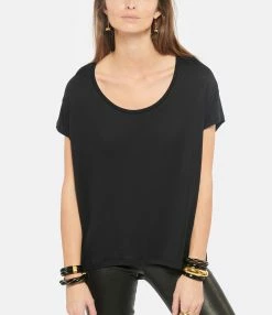 JEANNE VOULAND Tee-shirt Bach Col Rond Lyocell Noir -Majestic Filatures shop jvoul look20211123 61