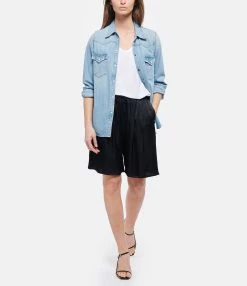 JEANNE VOULAND Tee-shirt Bacha Col V Lyocell Blanc -Majestic Filatures shop jvoul look20220307 227