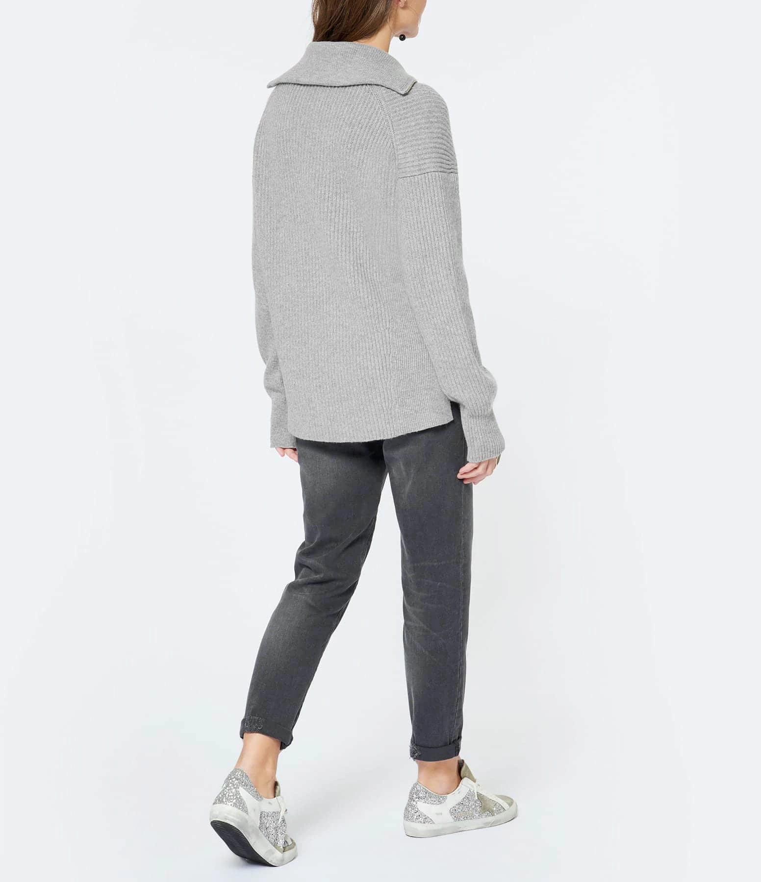 JEANNE VOULAND Pull Gabor Zipper Laine Gris 5 JEANNE VOULAND Pull Gabor Zipper Laine Gris – Image 5