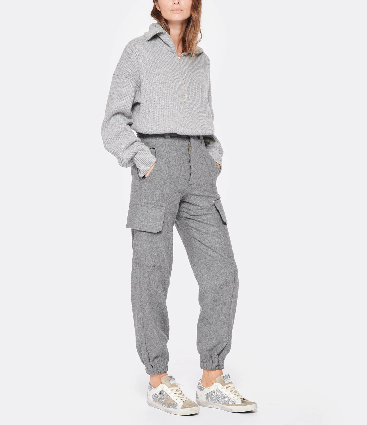 JEANNE VOULAND Pull Gabor Zipper Laine Gris 7 JEANNE VOULAND Pull Gabor Zipper Laine Gris – Image 7