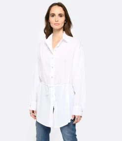 JEANNE VOULAND Chemise Tunique Jinko Coton Blanc -Majestic Filatures shop jvoul look20221215 352