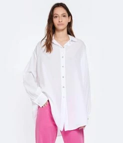 JEANNE VOULAND Chemise Tunique Jinko Coton Blanc -Majestic Filatures shop jvoul look20230203 90