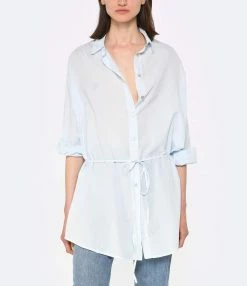 JEANNE VOULAND Chemise Tunique Jinko Coton Bleu -Majestic Filatures shop jvoul look20230223 248